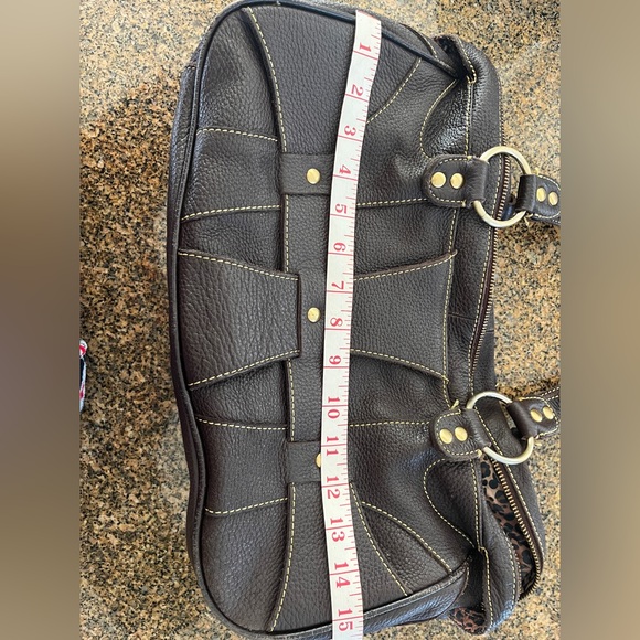 MAXX NY Leather Shoulder Bag. Deep Expresso Brown, Gold Accents, Dust Bag - Picture 11 of 16